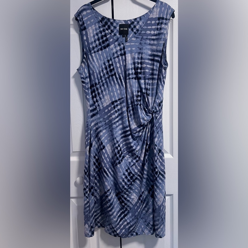 Women's Nic + Zoe Sleeveless Crossover Twist Sheath Tie Dye Design Dress